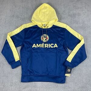 Icon Sports Men's Small Blue Yellow Official Club America Soccer Hoodie